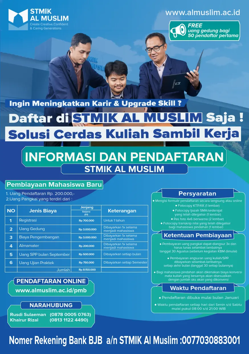 Biaya Kuliah STMIK Al Muslim